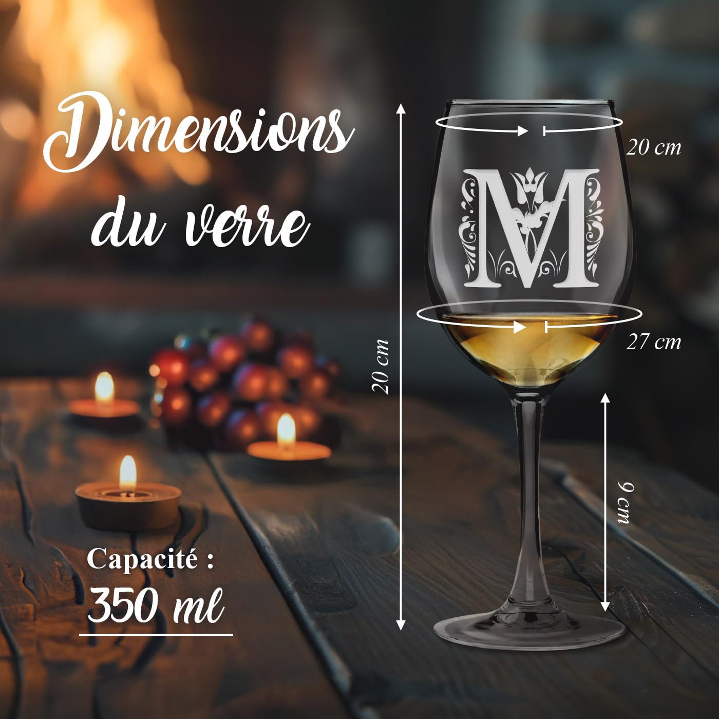 Maverton 6 Verres à Vin en Cristal pour elle, 6 Verres gravés 350 ml