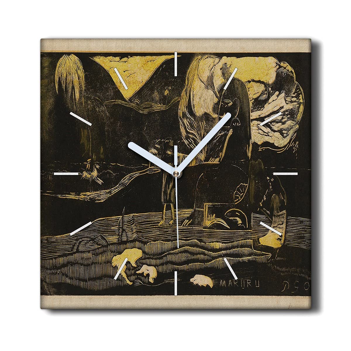 Horloge sur toile 30x30cm Maruru Gauguin Coloray pour décoration murale de salon