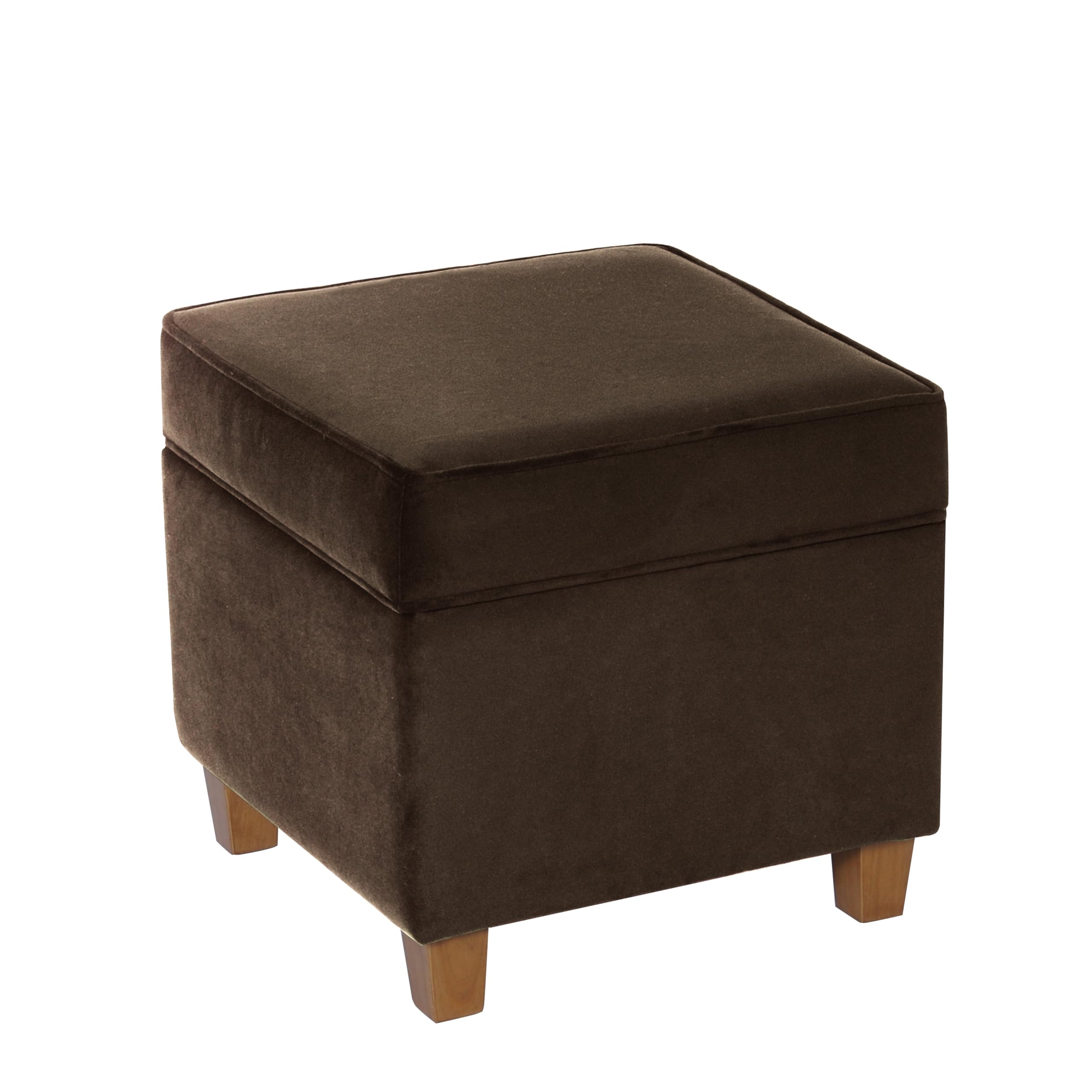 Homepop Home Decor Classic Square Storage Ottoman with Lift Off Lid | Ottoman with Storage for Living Room & Bedroom, Chocolate Brown Velvet