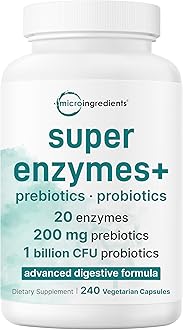 Super Enzymes with Prebiotics & Probiotics, 240 Veggie Capsules | High Potency Digestive Enzymes For Women & Men | Probiotic, Bromelain, Psyllium Husk & More | Immune & Gut Health Support