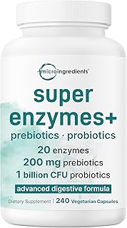 Super Enzymes with Prebiotics & Probiotics, 240 Veggie Capsules | High Potency Digestive Enzymes For Women & Men | Probiotic, Bromelain, Psyllium Husk & More | Immune & Gut Health Support