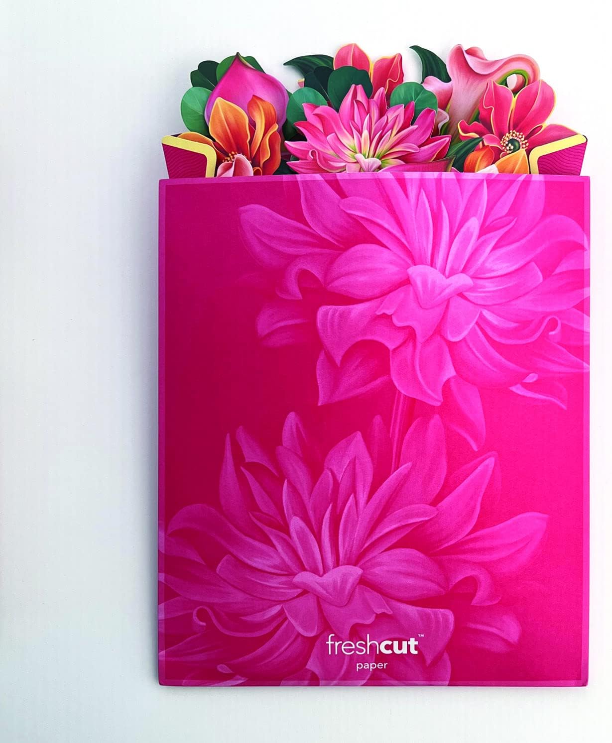 Freshcut Paper Pop Up Cards, Dear Dahlia, 12 inch Life Sized Forever Flower Bouquet 3D Popup Greeting Cards with Note Card and Envelope - Dahlia & Cala Lily Flowers : Office Products
