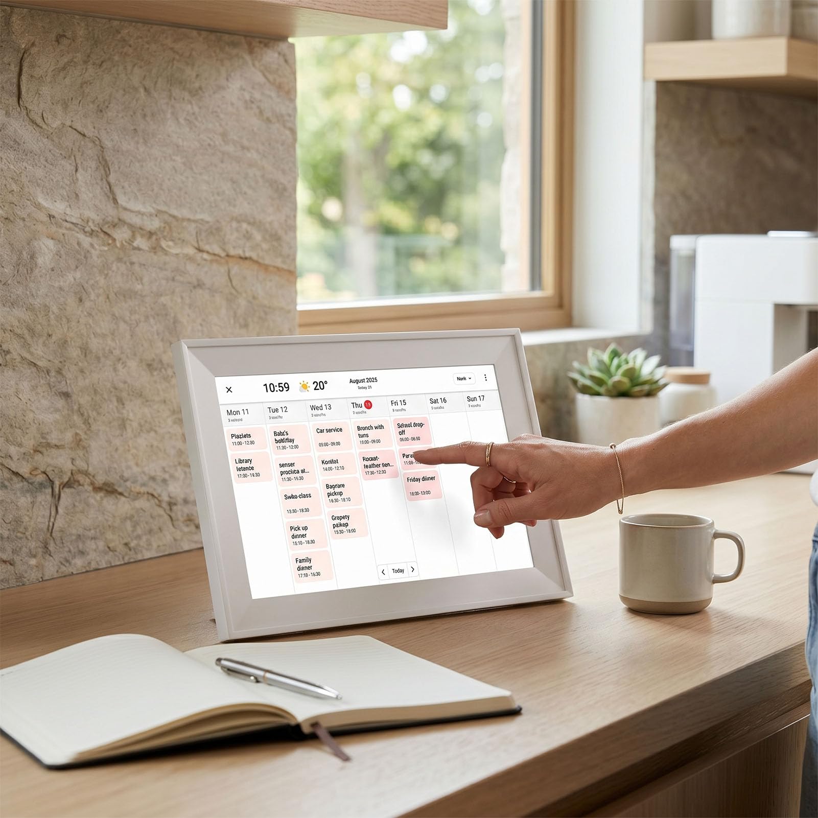 Calendario Digitale da 10,1 Pollici Smart Home Planner HD Touch Screen Organizzatore Elettronico per la Famiglia con Sincronizzazione WiFi e Album per L'home Office