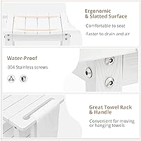 Vista 5 de LUE BONA Shower Bench Seat, White HDPS Shower Benches for Inside Shower, Waterproof Shower Stool for Shaving Legs Foot Stool for Spa Bathroom