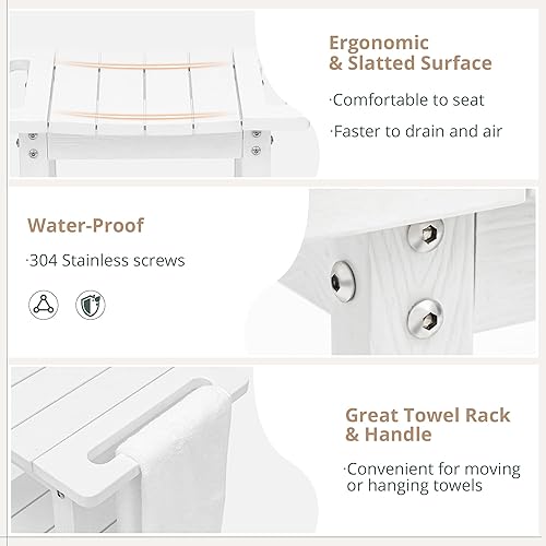 Miniatura 5 de LUE BONA Banco de ducha, banco de ducha de poliéster blanco para ducha interior, taburete de ducha impermeable para afeitarse las piernas, taburete