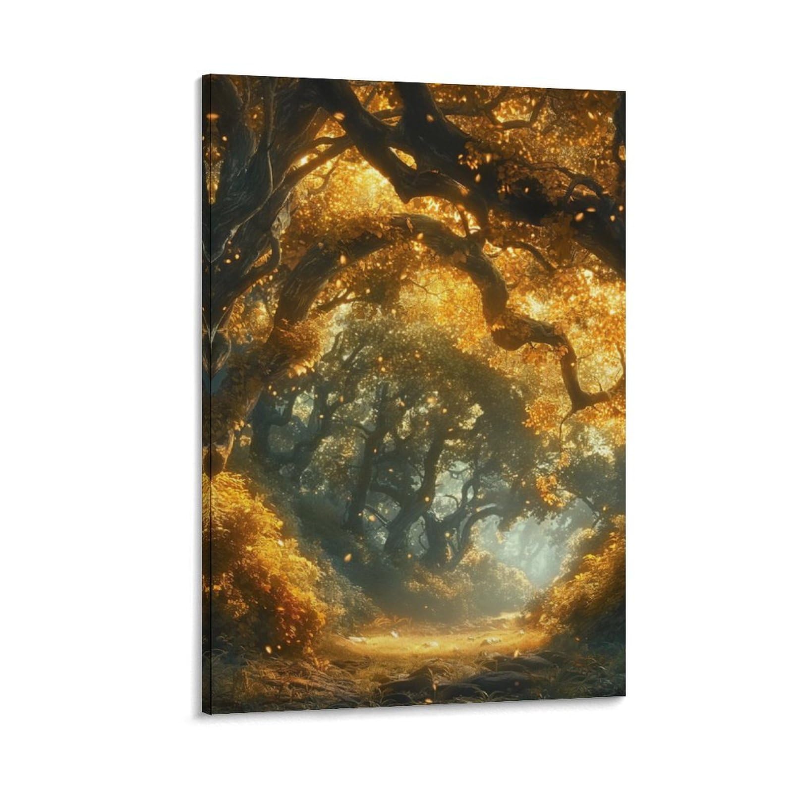 DHBANEIOK Golden Leaves Art - Modern Giclee Canvas Prints Landscape Pictures Artwork Paintings on Canvas Wall Art for Home Office Decorations 16x24inch(40x60cm)