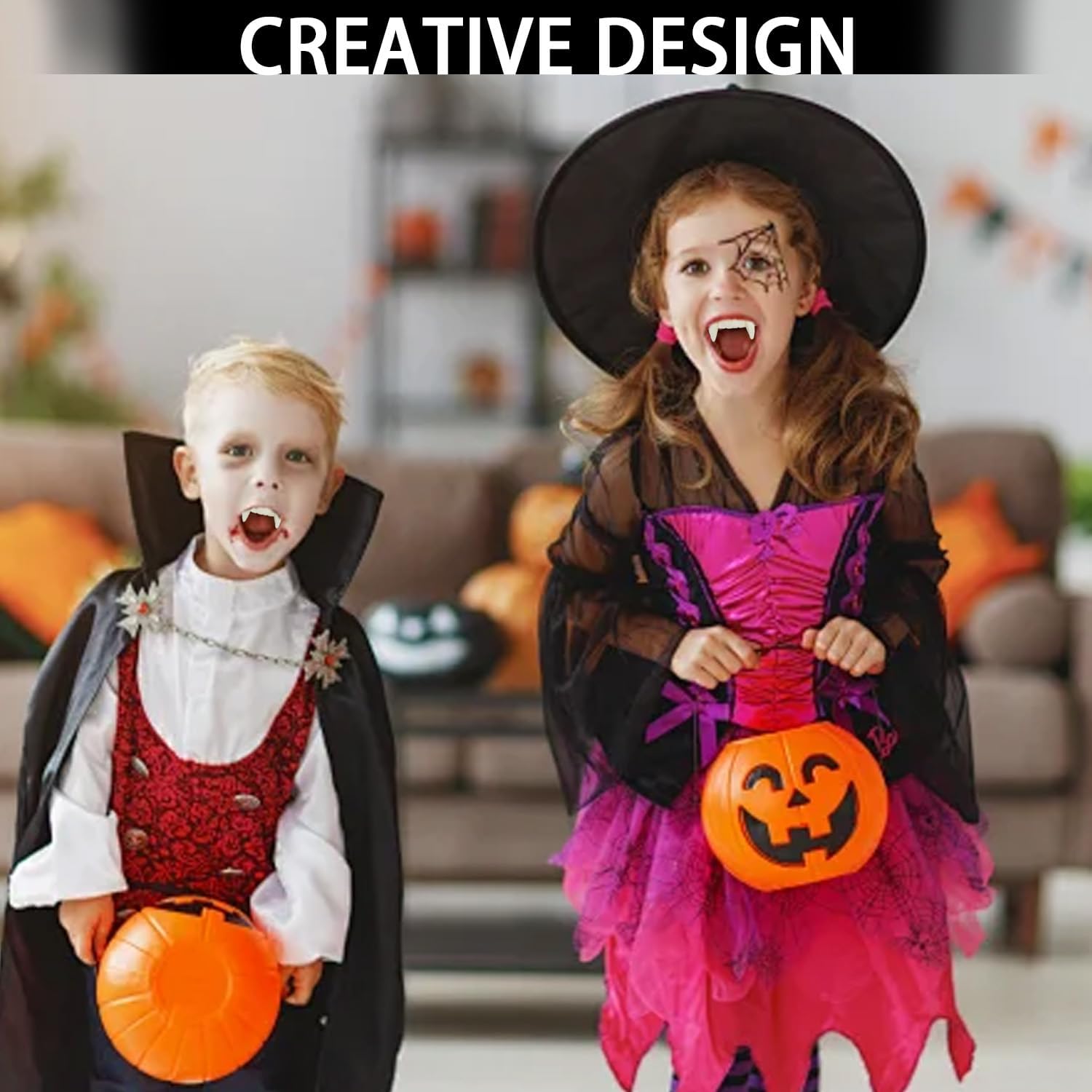 12 Pieces Funny Fake Teeth, Halloween Demon Teeth Funny Bob Teeth Halloween Vampire Teeth Gnarly Fake Teeth - Image 2