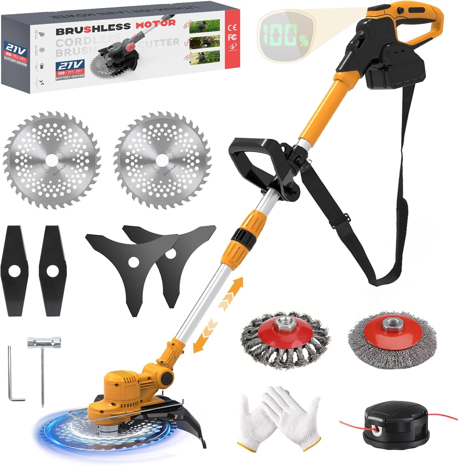 Electric Weed Wacker for Dewalt 20V Battery, Weed Eater Battery Powered with 6 Types of Blades, 750w Lightweight Cordless Weed Wacker Brush Cutter for Lawn, Yard and Bush Trimming (No Battery)