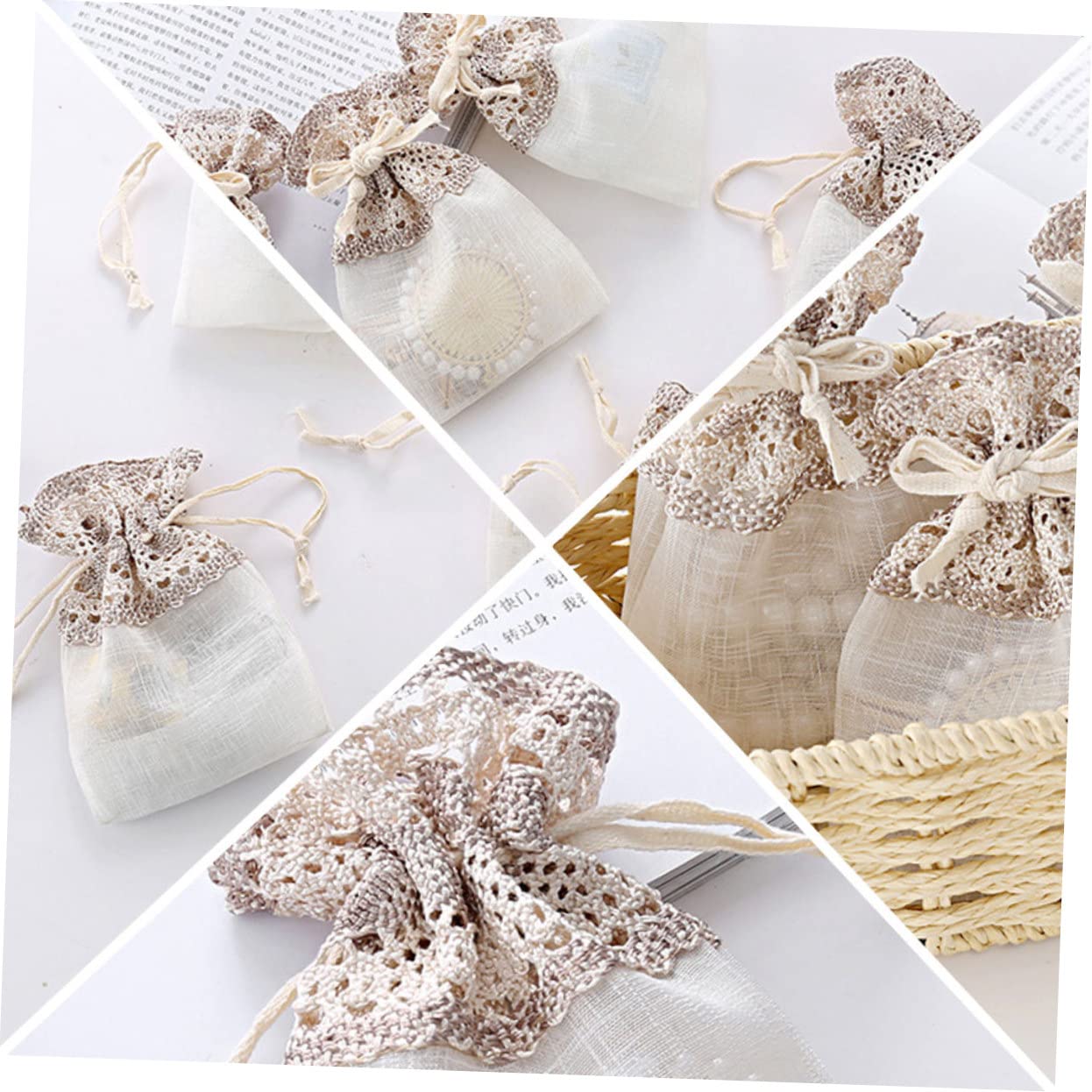NIYANGLE 36 Pcs Poches À Cordon De Friandises Sacs De Paquet Faveur De Fête Sacs De Bonbons Clairs En Vrac Garçon À Bijoux En Gaze En Or Rose Pochettes