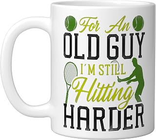 Funny Tennis Player Racket Grandpa Retired For An Old Guy Ceramic Mug, White