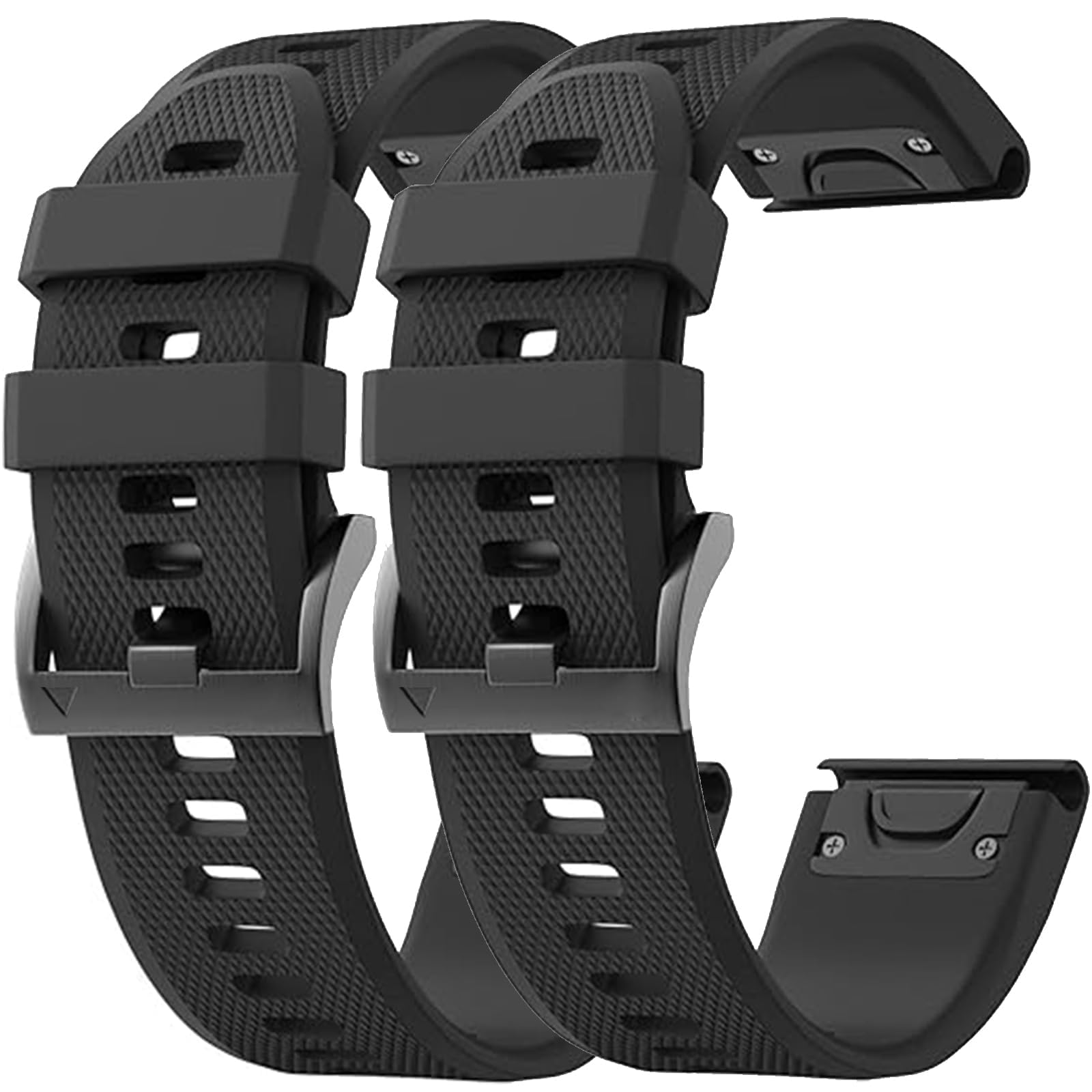 2 Pack Waterproof Straps fit for Garmin Fenix 5 / Fenix 6 / Fenix 7 Strap, 22mm Watch Strap for Fenix 8 Fenix E 47mm / Fenix 5 Plus/Fenix 6 Pro/Fenix 7 Pro (Black/Black)