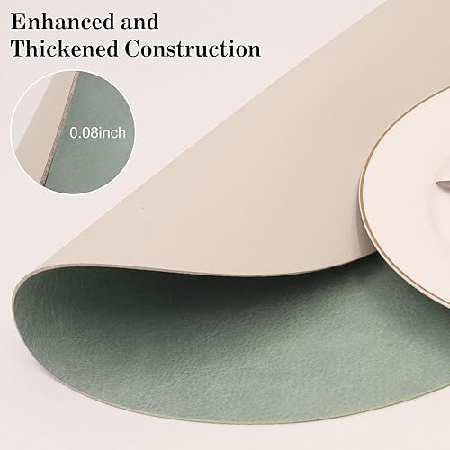 Miniatura 3 de Manteles individuales redondos de doble cara, de piel sintética, antideslizantes, resistentes a las manchas de calor, para exteriores, para cocina y