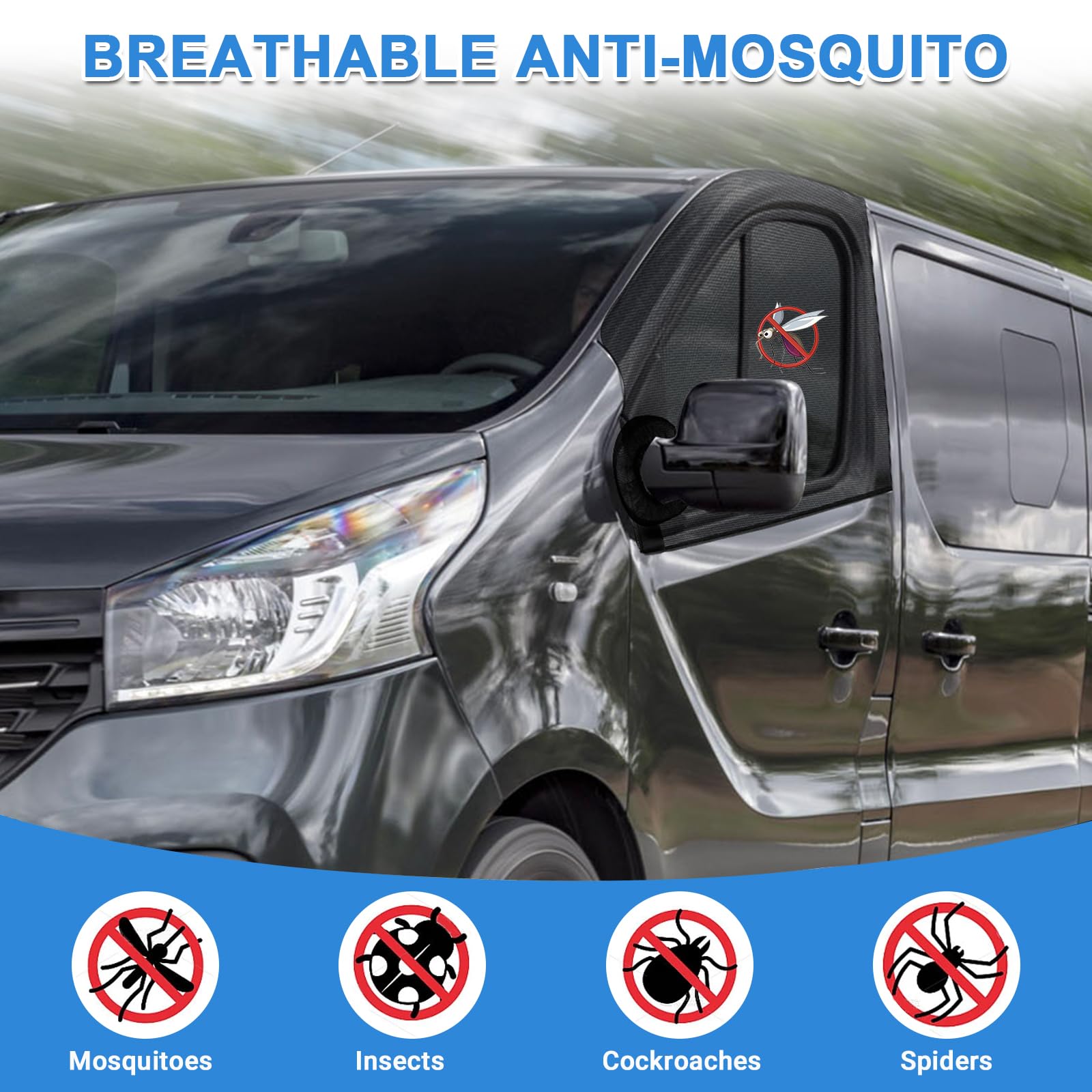 Mosquitera para Reemplazo Renault Trafic/Opel Vivaro/Nissan NV300 2001-2025, Mosquitera Magnética para Ventana Lateral 2 Piezas, Mosquiteras Insectos Transpirables para Acampar al Aire Libre