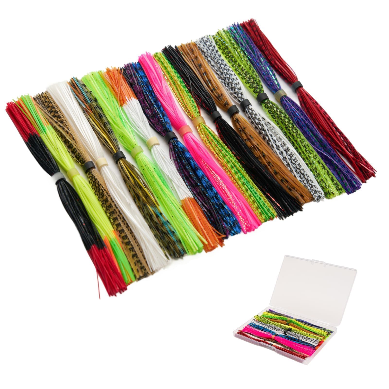 16 Colors Silicone Legs for Fly Tying, Pre-Sorted Silicone Skirt in Easy-Use Bundles for Jig Spinnerbait Fishing Lures Fly Tying Material