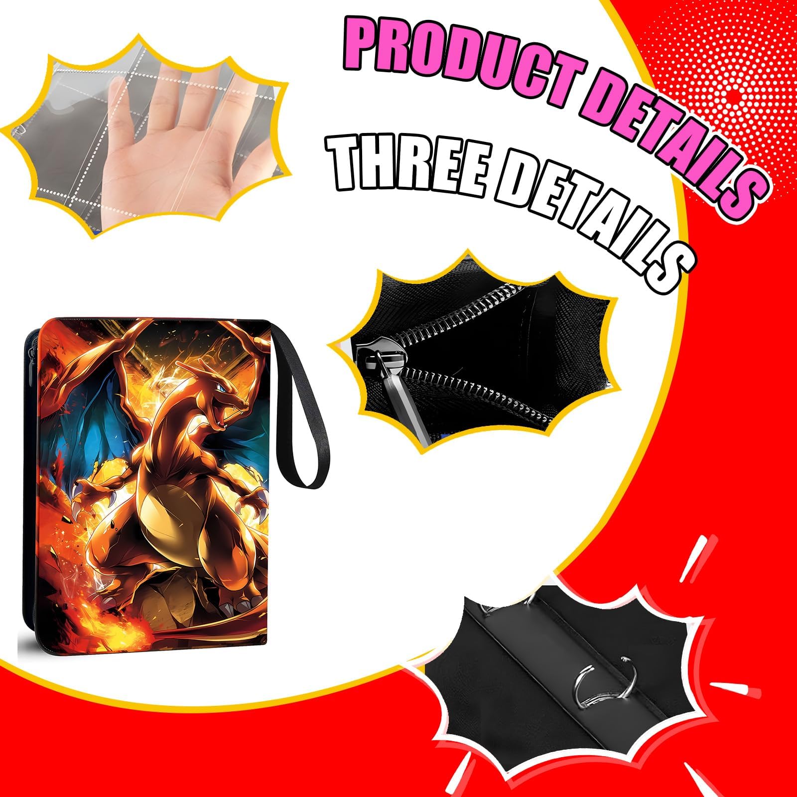 Album per carte, carte da collezione, 50 pagine, 900 tasche, PU impermeabile, chiusura lampo, raccoglitore per carte di credito, regalo per collezionisti e bambini