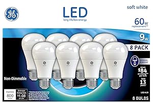 GE 60 Watt Replacement Soft White LED Light Bulbs - 8 Pack