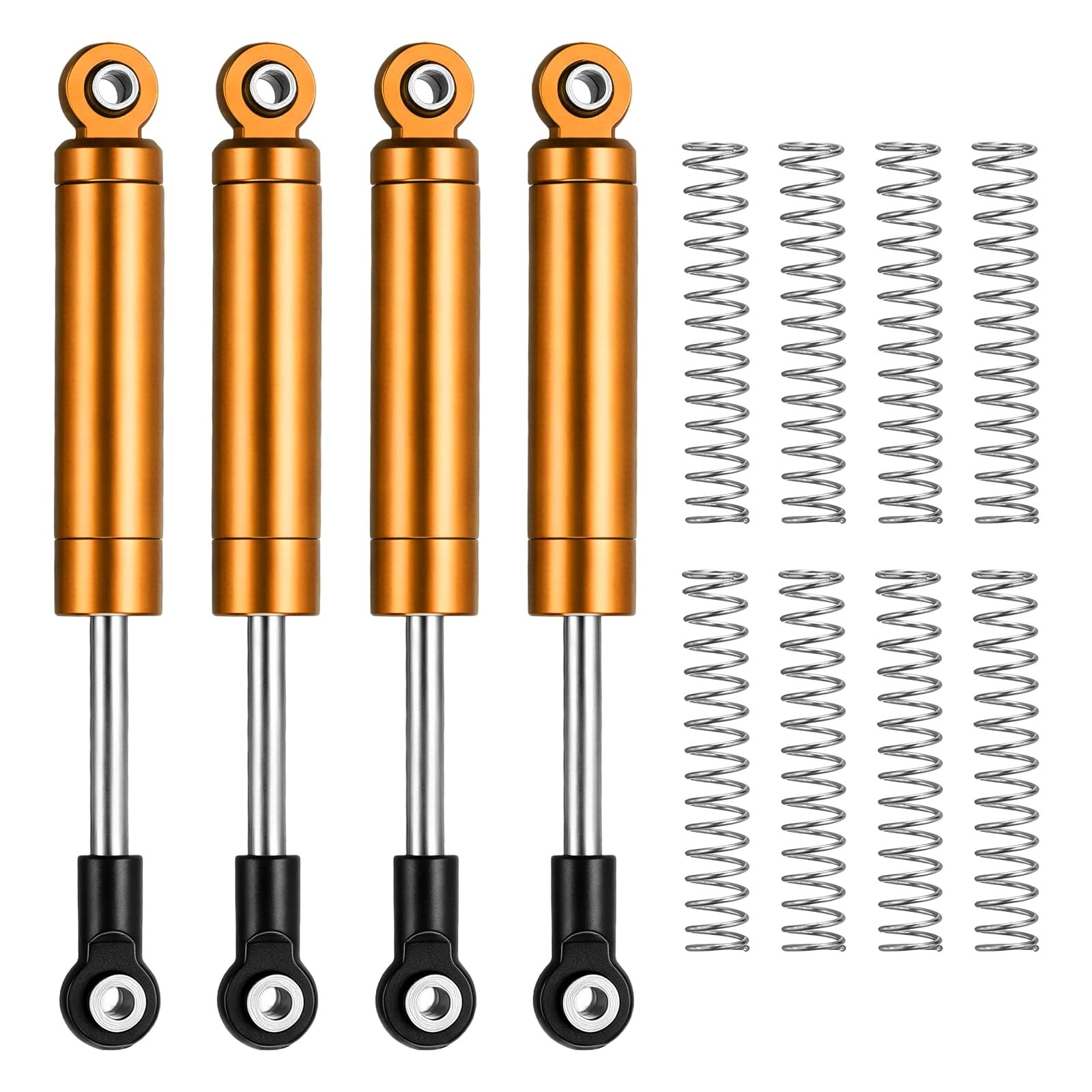 Rebower RC Shock Absorber (with Internal Spring Spare Springs), [for 1/10 RC Crawler ] - 70-90mm / Gold / 4 Pcs