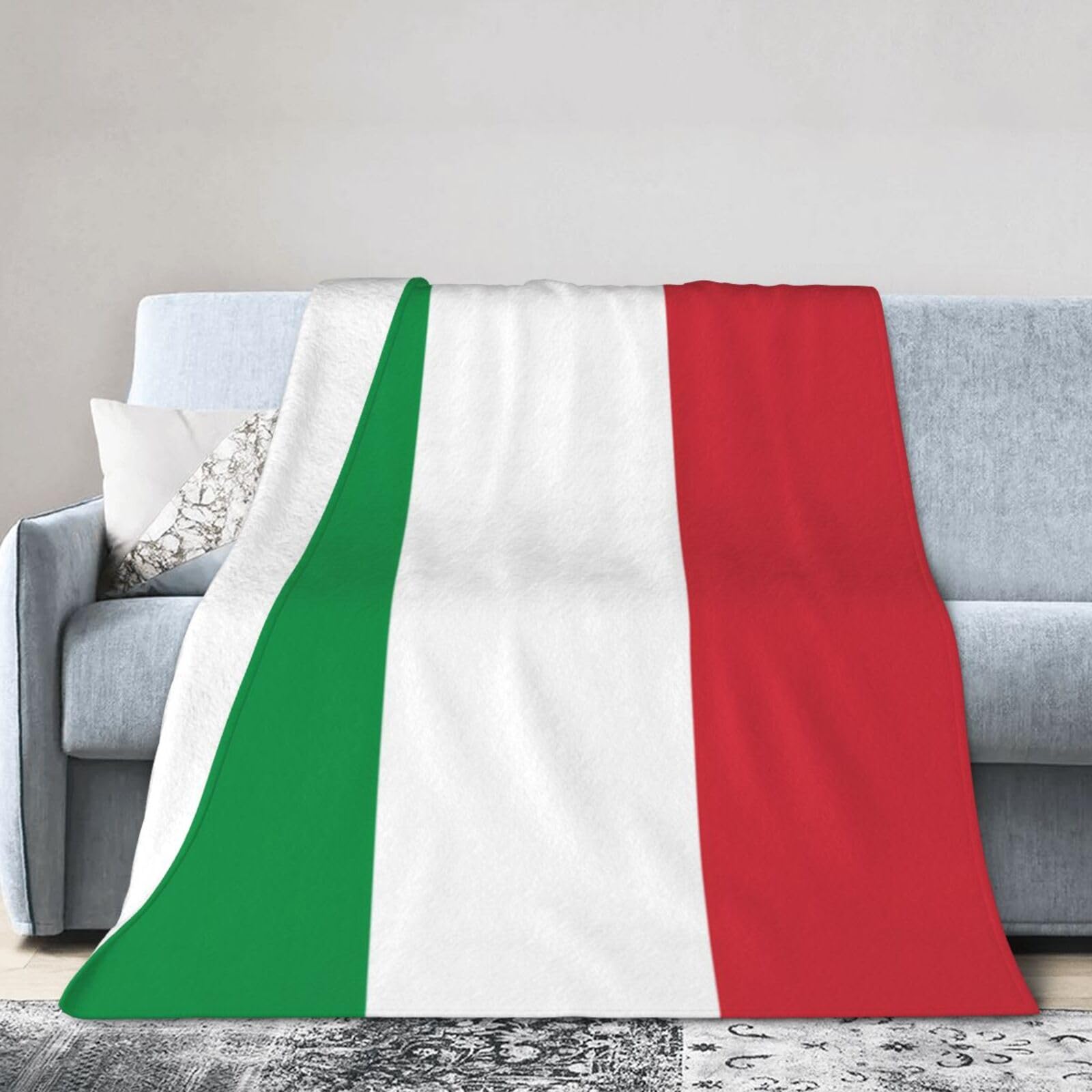 Italian Flag 60"x50" Fleece Blanket, Full Size, Super Soft, Suitable for Bed, Sofa, Camping, All Seasons