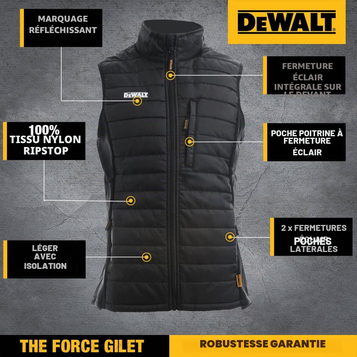 DEWALT Gilet Force Slim Fit pour homme