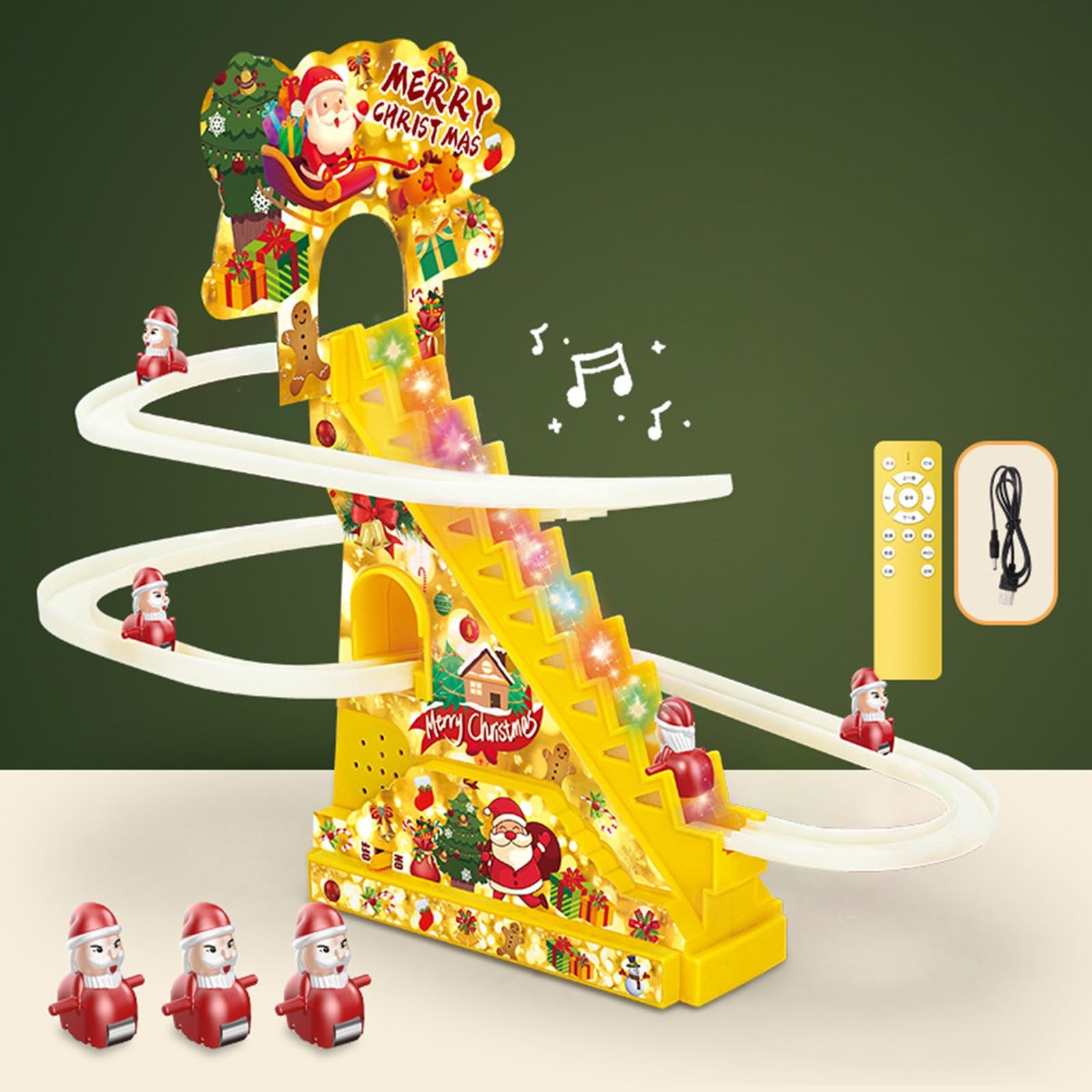 Genérico Regalo Festivo Juguete de Escalada de Papá para Navidad, Juego Carreras Escalada Papá, Juguete automático para Subir escaleras con Luces LED, Juguetes Musicales, Juguetes (C, 20X25X6cm)