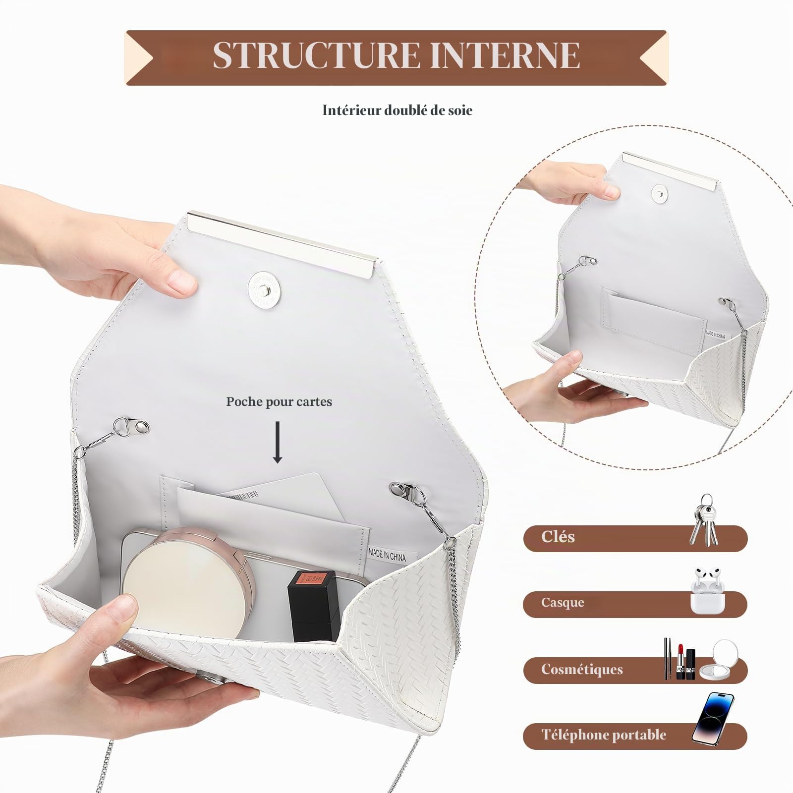 BAIGIO Sac de Soirée pour Femme Élégante Cuir PU Sac à main pour Fête de Mariage Pochettes et Clutches, Adapté pour Fête Mariage Banquet