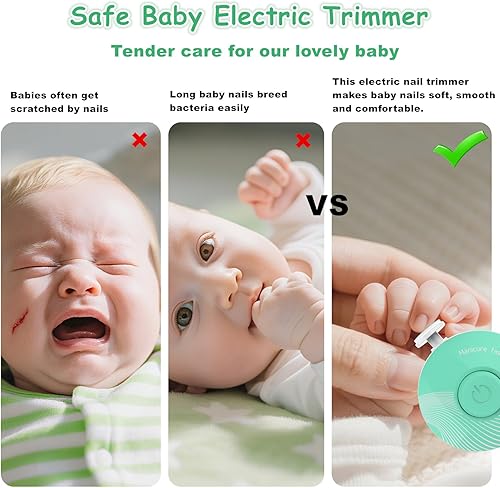 Miniatura 8 de Cortador de uñas eléctrico para bebé, lima de uñas para bebé, con 6 cabezales de molienda, kit de cuidado de uñas seguro y silencioso para recién