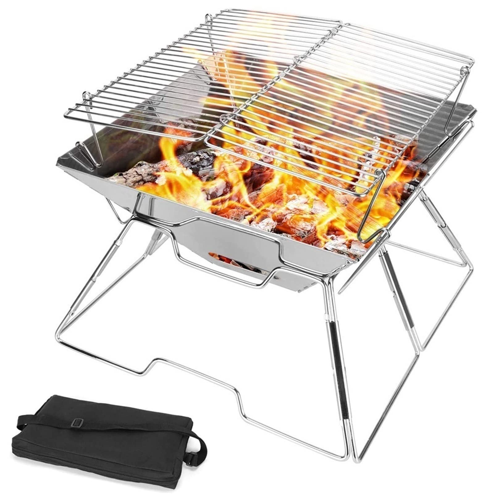 Grill 2 Sztuki Przenośny Grill Ogrodowy Ze Stali Nierdzewnej Składany Grill Do Grillowania