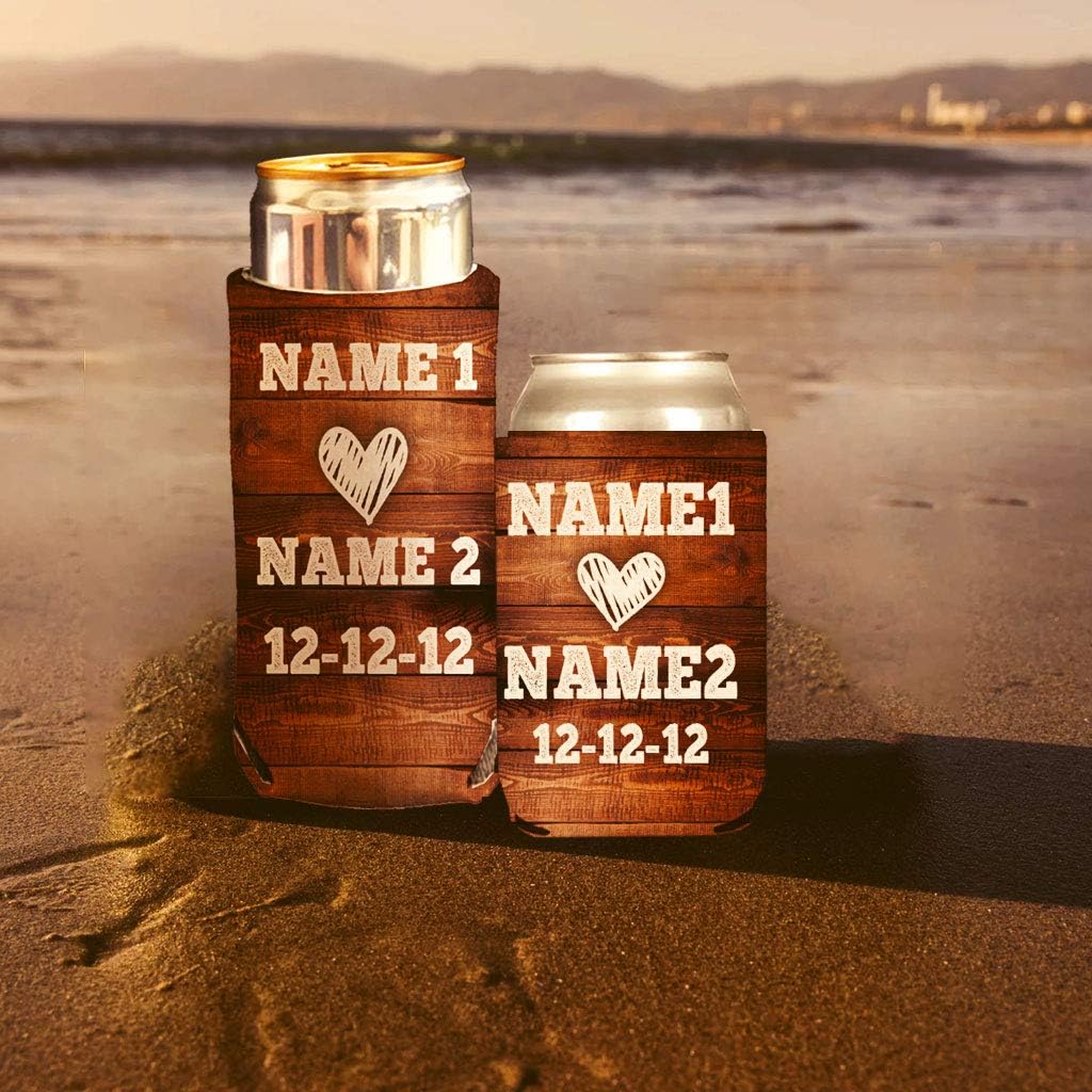 VictoryStore Slim Can Coolers: “Happiness is Being Married to Your Best Friend” Wedding Skinny Can Coolers