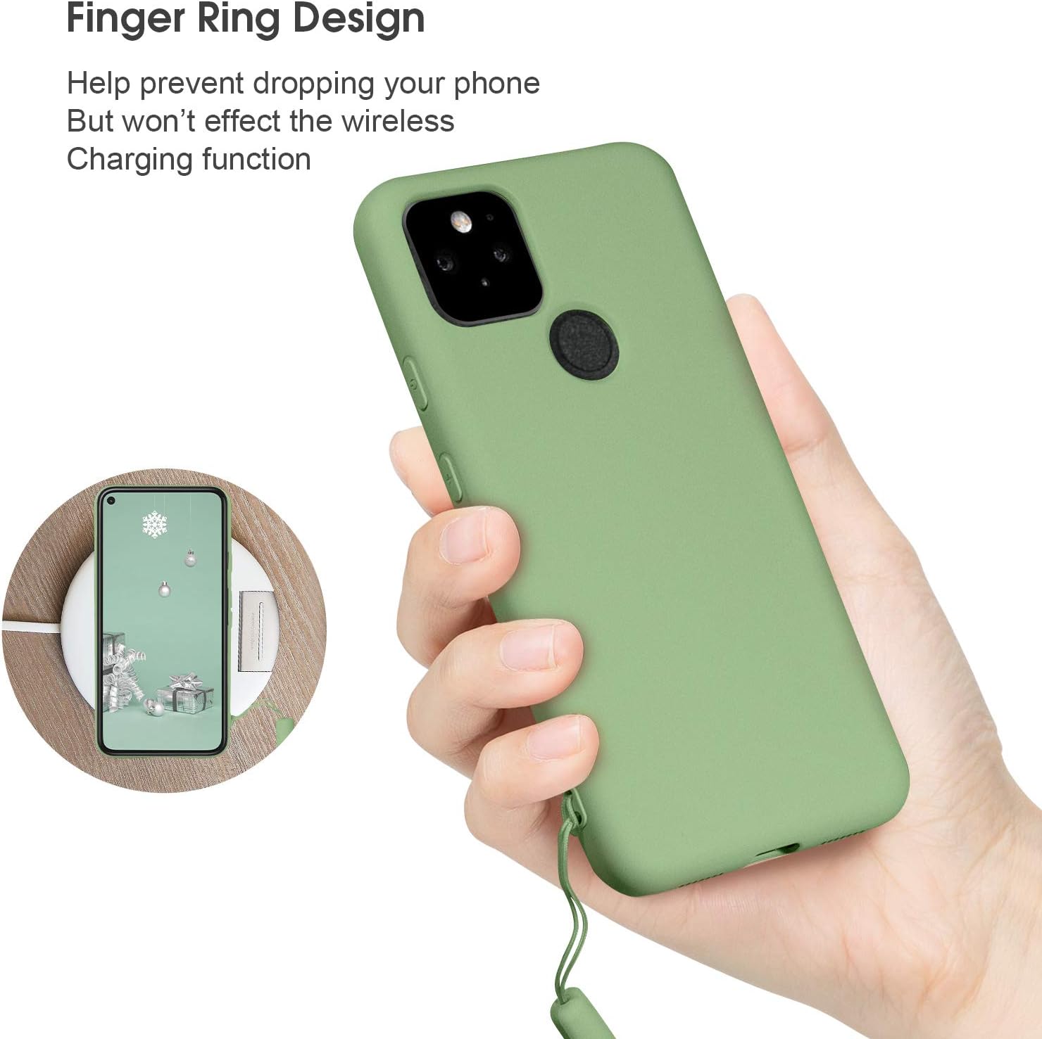 ABITKU Compatible with Google Pixel 4A 5G Case,Slim Silicone Gel Rubber Case Cover (with Microfiber Lining) Full Body Shockproof Design for Google Pixel 4A 5G 6.2 INCH (Matcha Green)