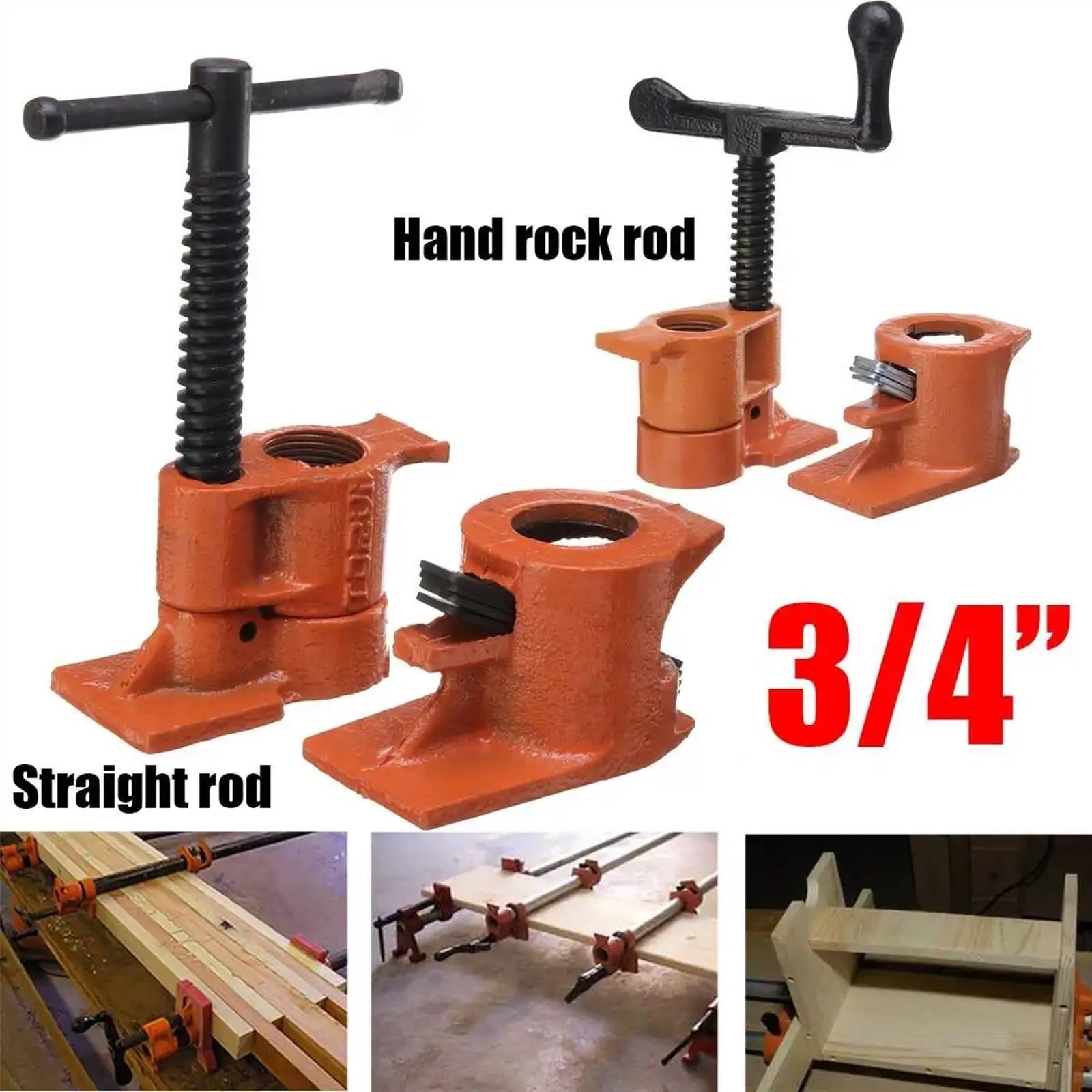 1 Juego De Abrazadera De Tubo De Alta Resistencia De 3/4 Pulgadas For Carpintería, Abrazadera De Tubo De Pegado De Madera, Accesorio De Tubería De Hierro Fundido De Acero, Herramienta De Mano De Carpi