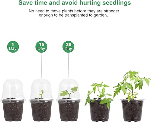 Miniatura 4 de MIXC Macetas transparentes para vivero con cúpula de humedad, maceta de plástico suave y transparente de 4 pulgadas, macetas para plantar, macetas