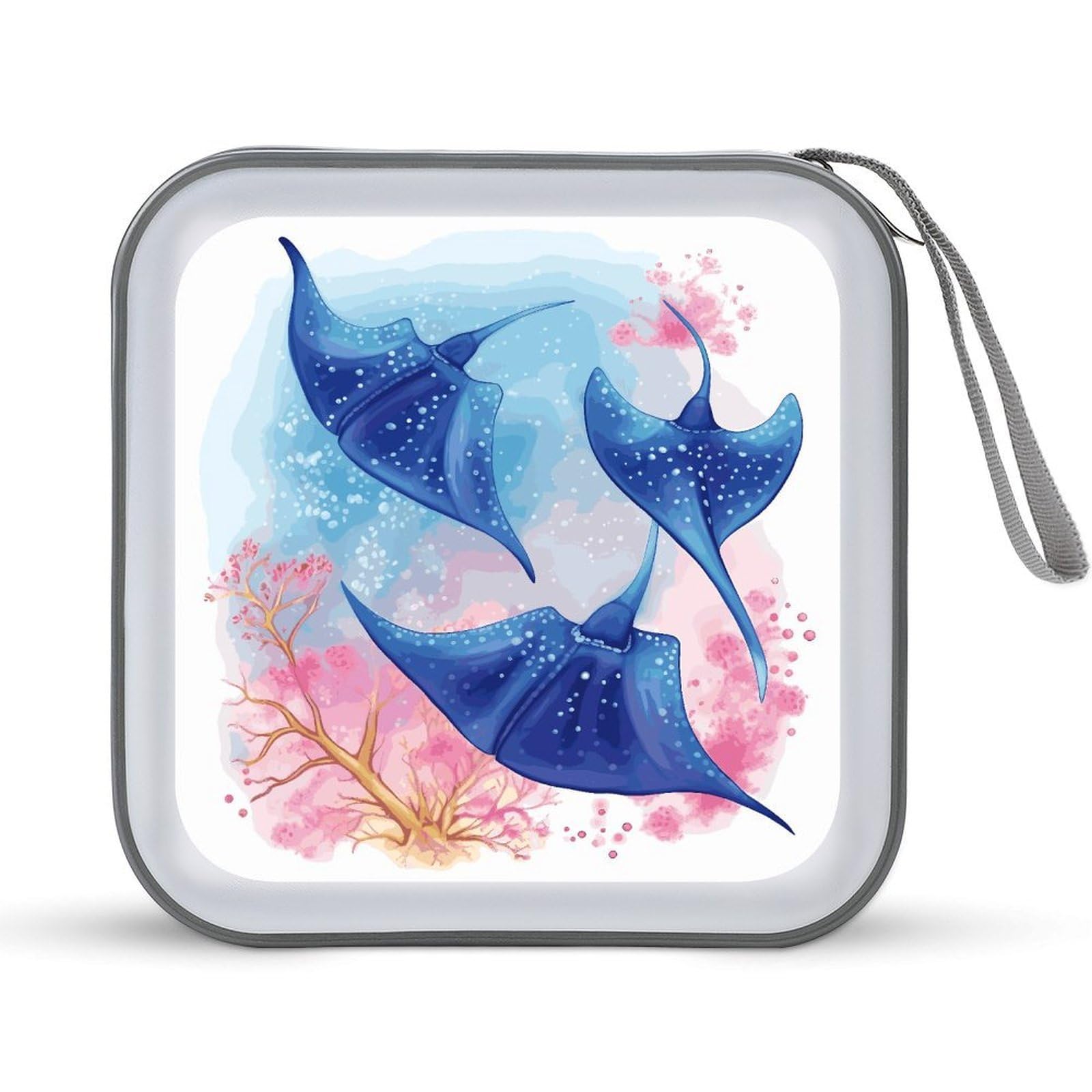 VstaDank - Sea Animals CD Case 40 Capacity with Zipper Disc Storage Organizer, Portable Hard Plastic Storage CD Holder, DVD Organizer