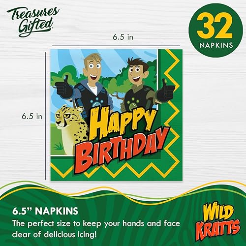Miniatura 8 de Treasures Gifted Servilletas de fiesta de cumpleaños de Wild Kratts con licencia oficial, paquete de 48 servilletas Wild Kratts - Suministros para