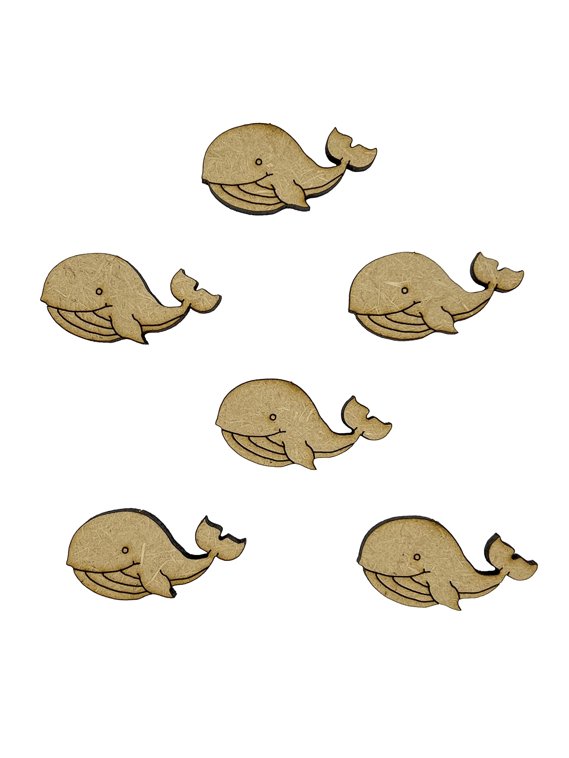 The Crafty Cow 16x Whales With Detail Nautical 3cm Wood Craft Embelishments Laser Cut Shape