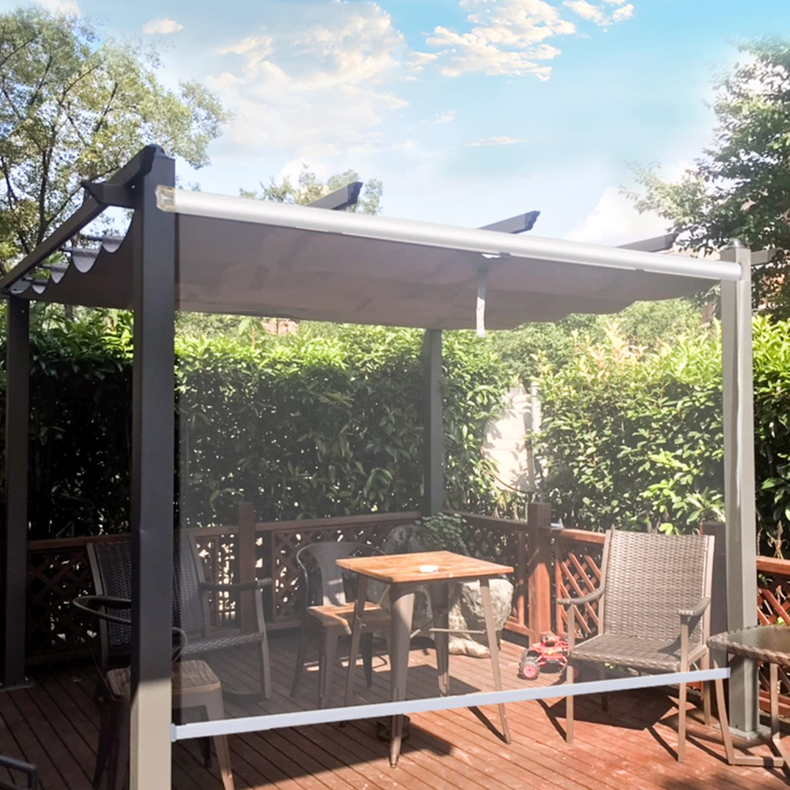 Tenda A Rullo In PVC Trasparente - Impermeabile, Antivento, Per Balconi, Giardini E Porte - Foto 9