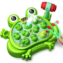 HopeRock Toys for 2 3 4 5 Year Old Boy,Toddler Toys Age 2-4, Whack A Frog Game,with 5 Modes,45 Levels,9 Music Spray and Light-up, Baby Toy Gifts for Early Learning, Birthday Gift for Toddler Boy Toys