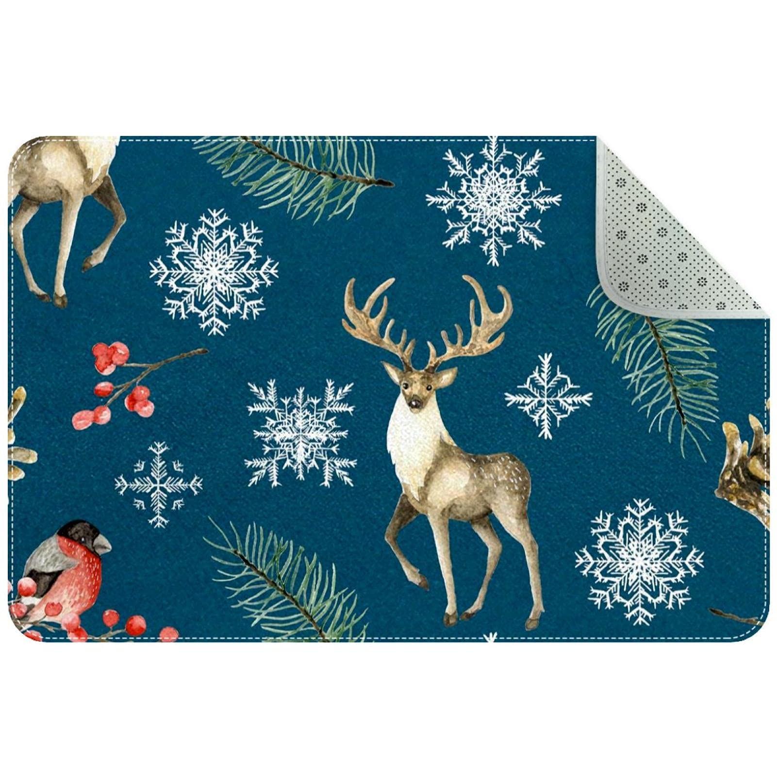 Paillasson bleu foncé élan cerf perroquet tapis entrée terrasse durable
