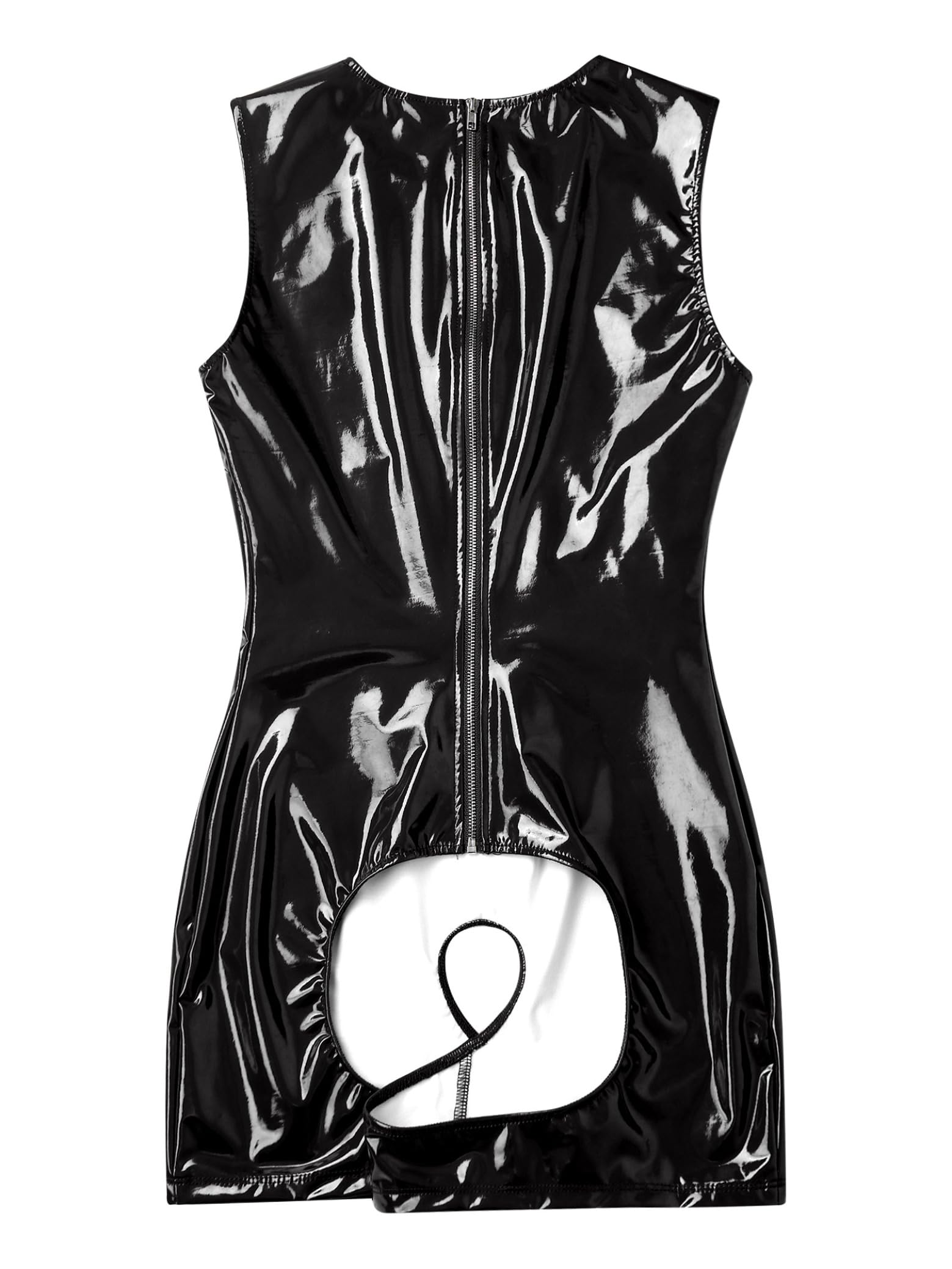 Sxiwei Women Wetlook Bodysuit Ouvert Calze Corte Latex Catsuit Pelle Lucida Tuta Jumpsuit Senza Maniche Canottiera Hot Pants Sexy Lingerie Abbigliamento Da Club