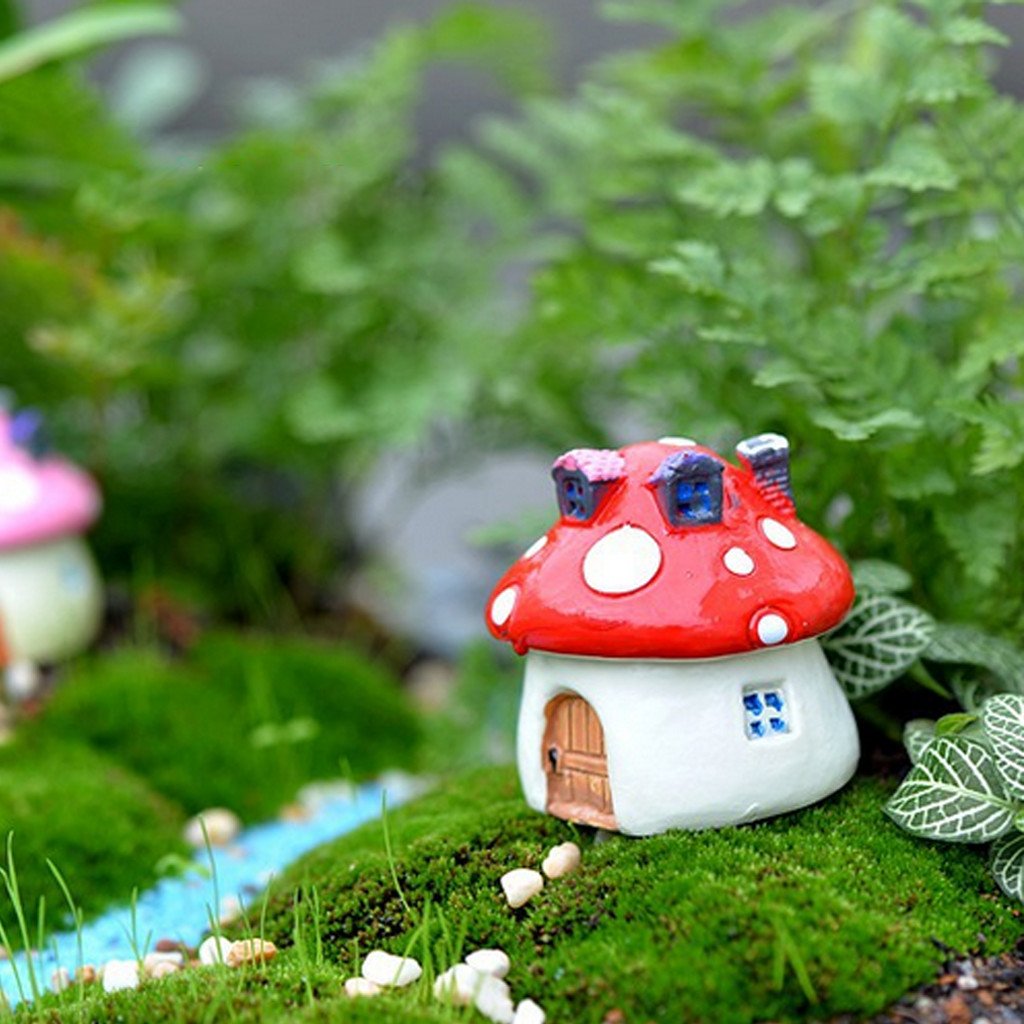 MagiDeal 10x Miniature Resin Mushroom House Landscape Craft Figurine Decor Multicolor - Pink, XS-image-17