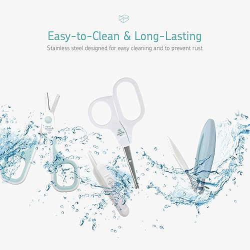 Miniatura 7 de Little Martin's Kit de cuidado de uñas para bebé, color azul, juego de aseo de 4 piezas, 1 cortaúñas, 2 tijeras, 1 pinzas, estuche de