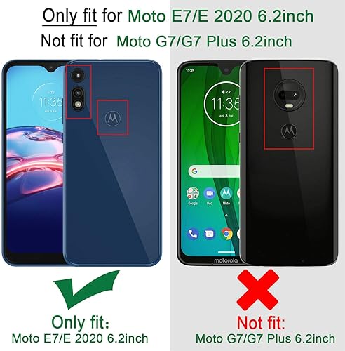Funda para Motorola E7 2020 Moto E (2020) con soporte magnético, vidrio templado, híbrido, fuerte, a prueba de golpes, con borde elevado, funda