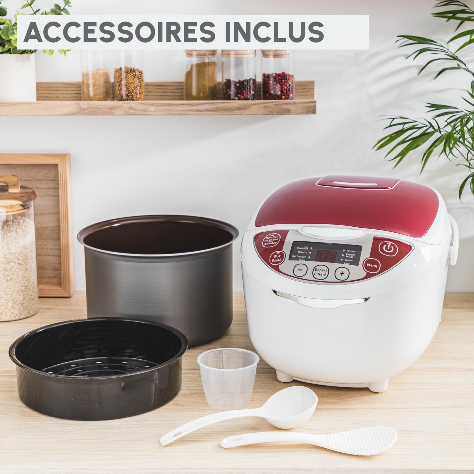 Moulinex Multicuiseur 5 L 750 W 12 programmes Cuisson vapeur Cuve antiadhésive amovible