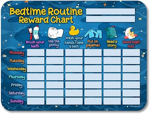 Honey Dew Gifts Lista de verificación de la hora de acostarse Tabla de recompensas de estrellas de rutina para niños y autismo, calendario de