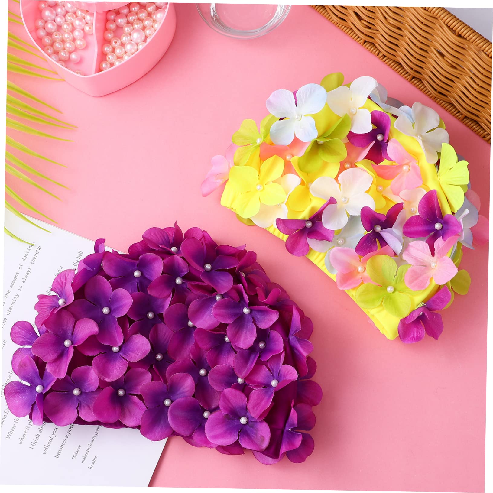 BESPORTBLE 6pièces Bonnet De Natation Fleurs Élastique pour Femmes Casquettes De Bain Réutilisables Chapeaux De Natation Confortables pour Cheveux Et Courts