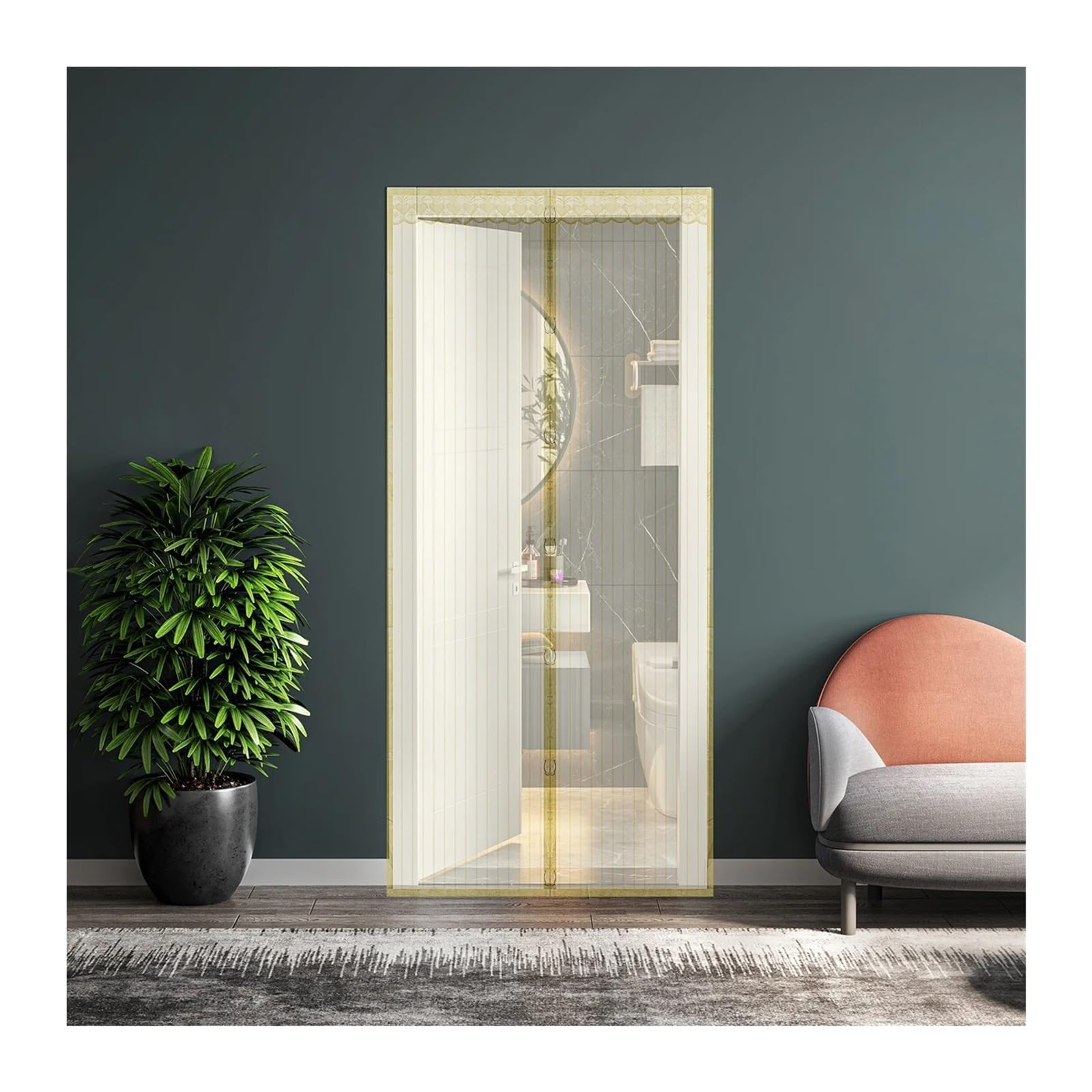 Missffcat Yellow Summer Mosquito Proof Suction Mesh Door Curtain - Universal Screen For Home Use(,100X210cm)