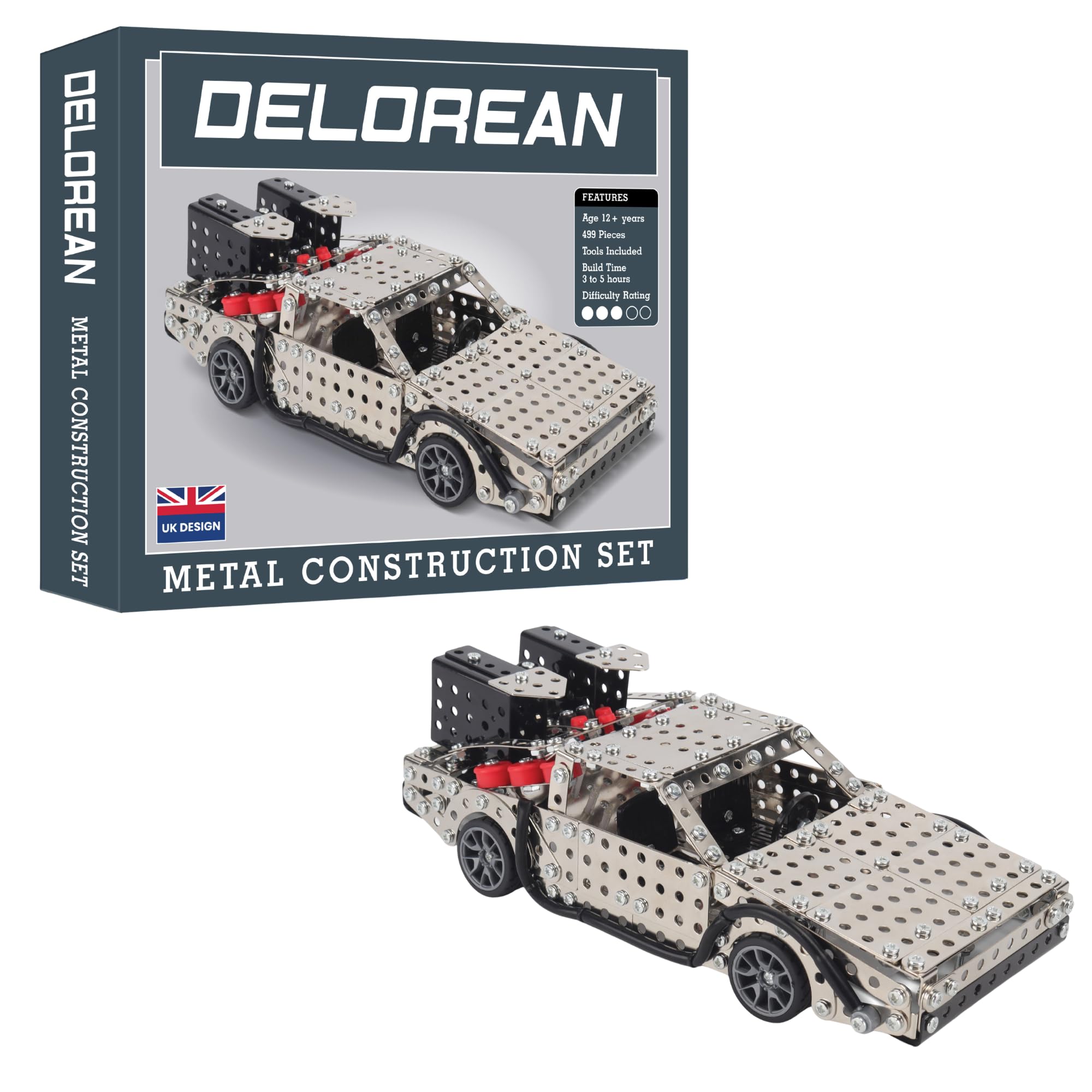 Coach House Delorean Metal Construction Set | 499 Pieces