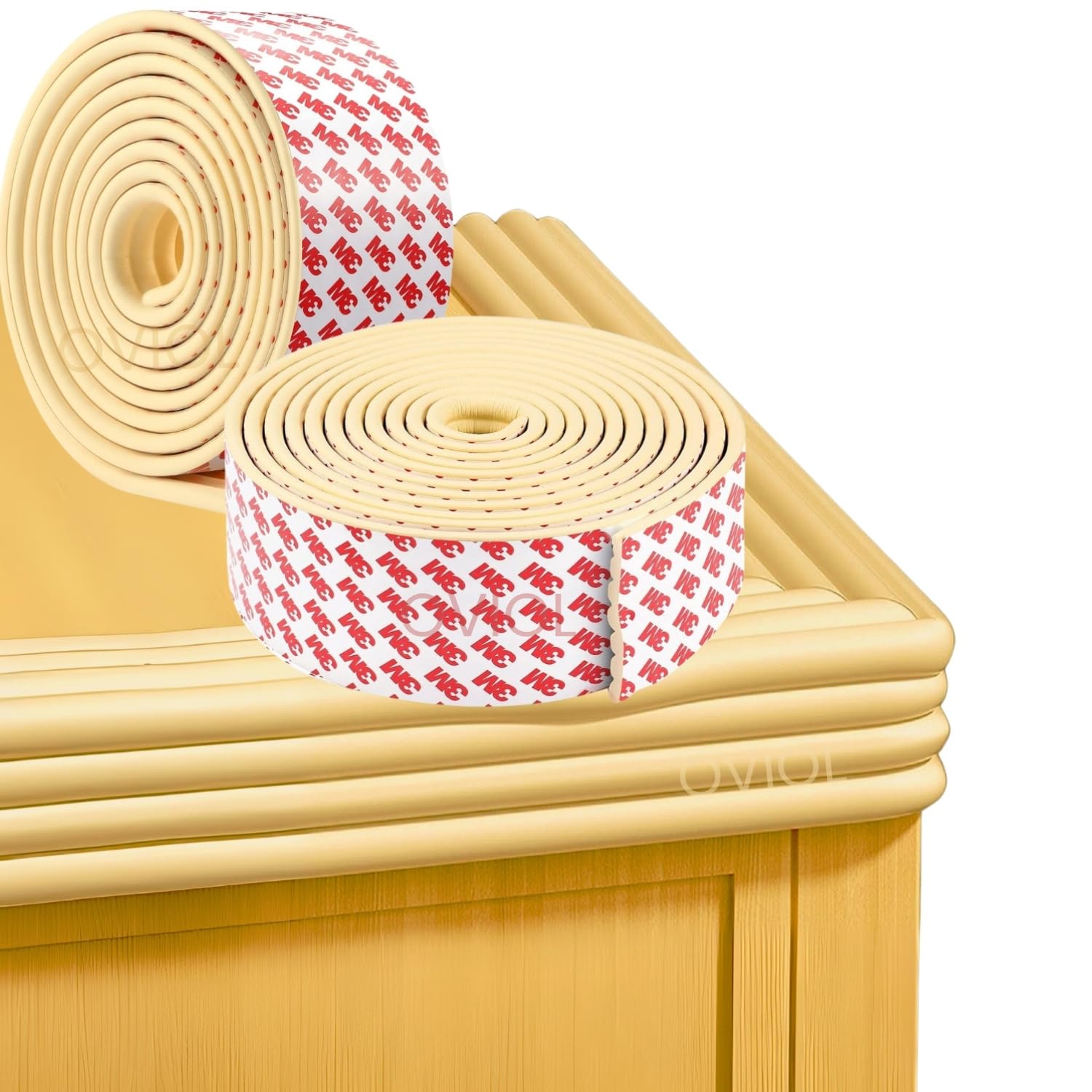 OVIOL 1 Pcs Corner Protector for Sharp Edges Thick Extra Soft Foam Table Corners Edge Protector Baby Proofing Products for Kids Table Desk Furniture, 6.5ft (2mtr) (Cream, Pack of 2)