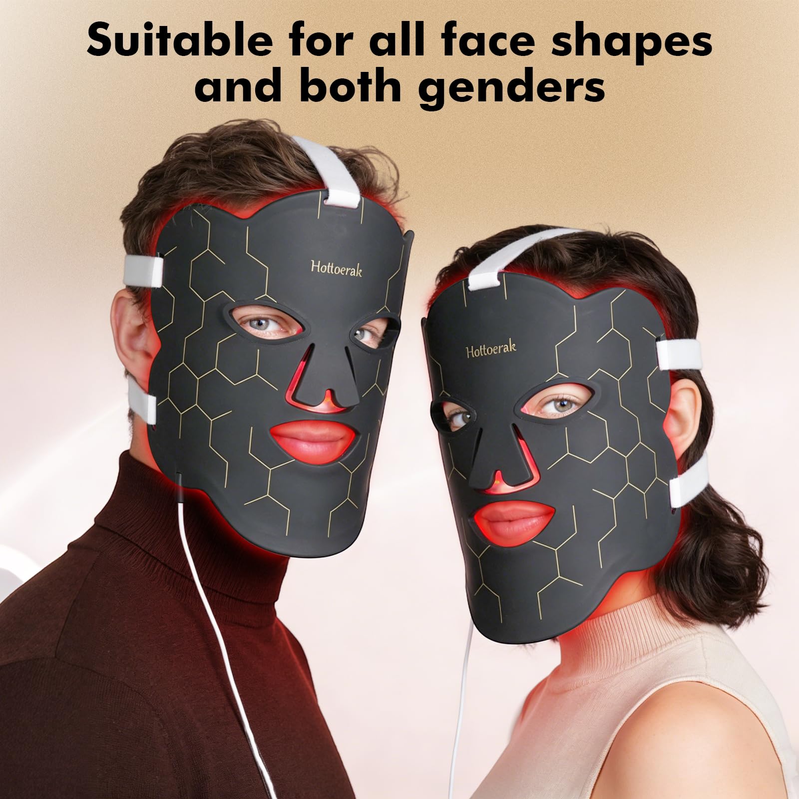 LED Maske Gesicht, 660nm&850nm Silikon Infrarot Maske Gesicht, Rotlicht Maske mit 6000mAh Akku, 10/15/20Min Timer, 5 Helligkeitsstufen, Tragbare Red Light Mask, Geschenke für Frauen