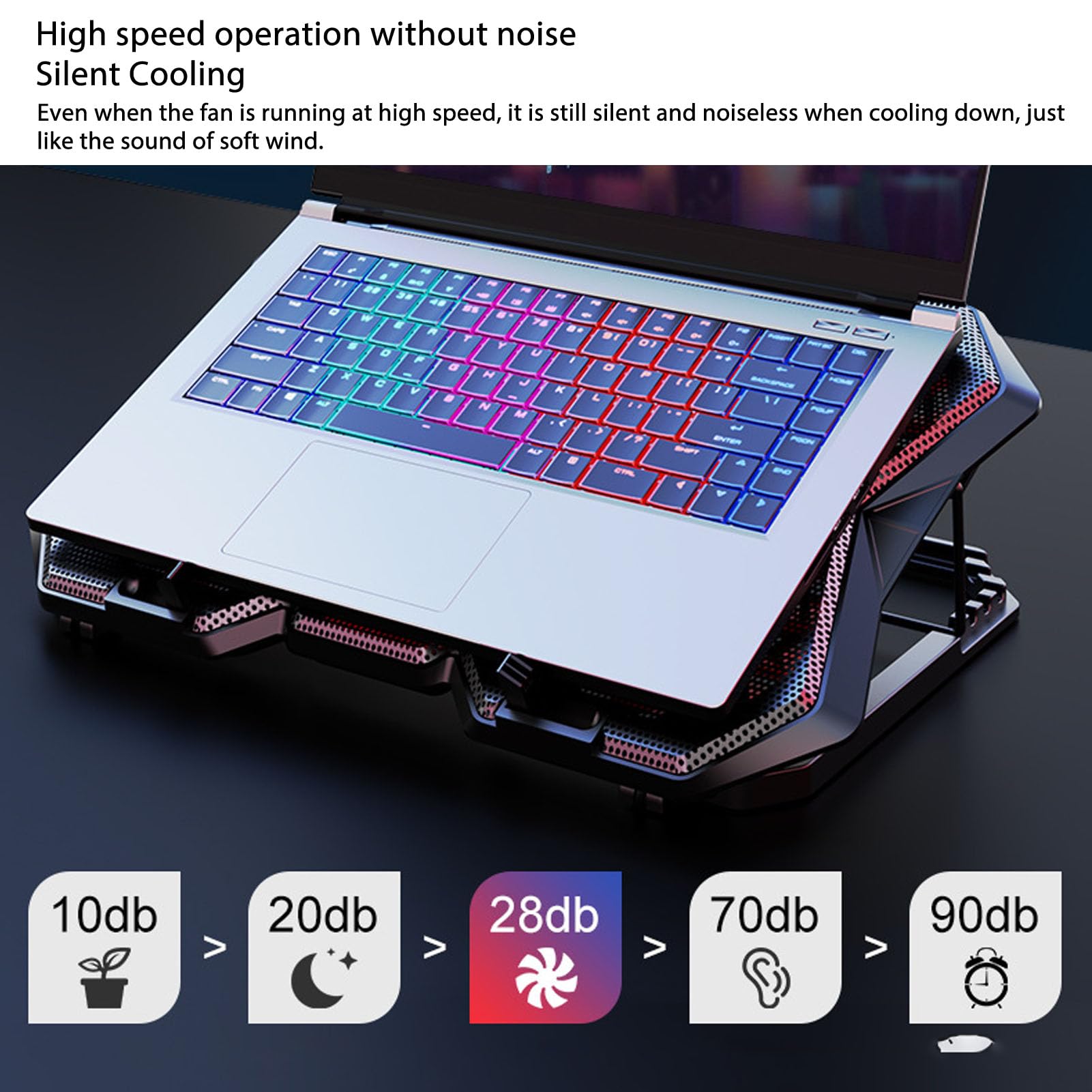 Base di Raffreddamento per Laptop con 6 Regolazioni di Altezza e Luci RGB per Giocatori e Professionisti Design a Rete Dimensioni Inferiori a 19 Pollici