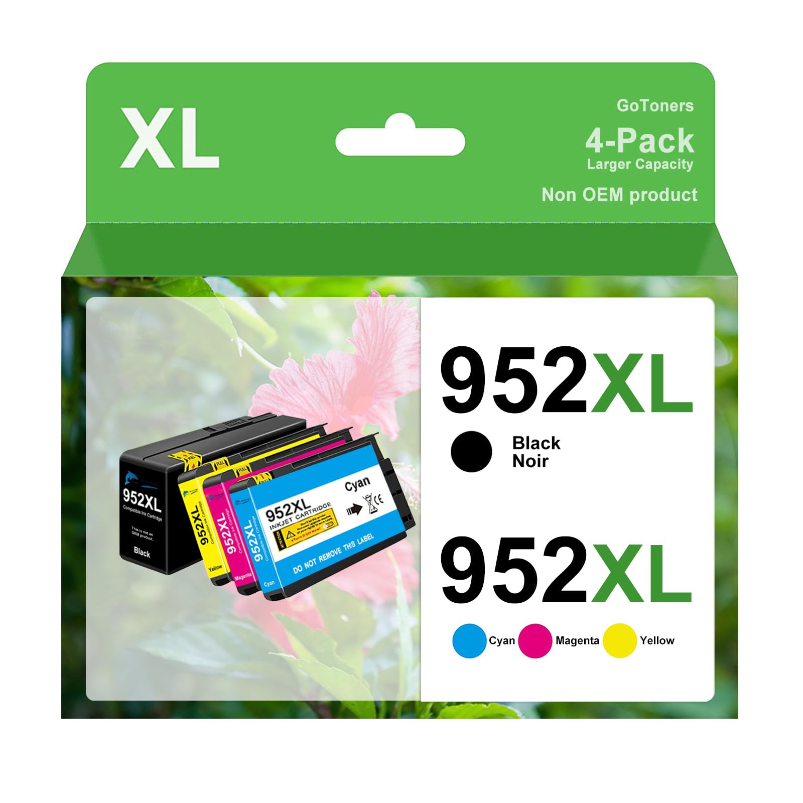 GoToners 952XL Latest Upgrade Compatible Ink Cartridges Combo Pack Replacement for HP 952 XL Use for Officejet Pro 8710 8720 7740 8210 8740 8715 7720 8725 8730 (1 Black, 1 Cyan, 1 Magenta, 1 Yellow)